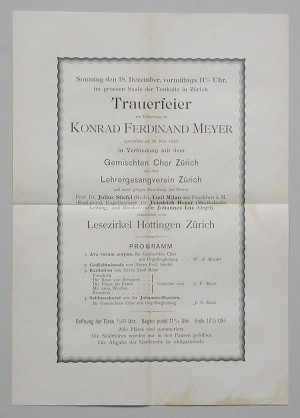 Trauerfeier zur Erinnerung an Konrad Ferdinand Meyer (gestorben am 28. November 1898) … veranstaltet vom Lesezirkel Hottingen